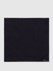 Polka Dot Silk Pocket Square Navy | Men
