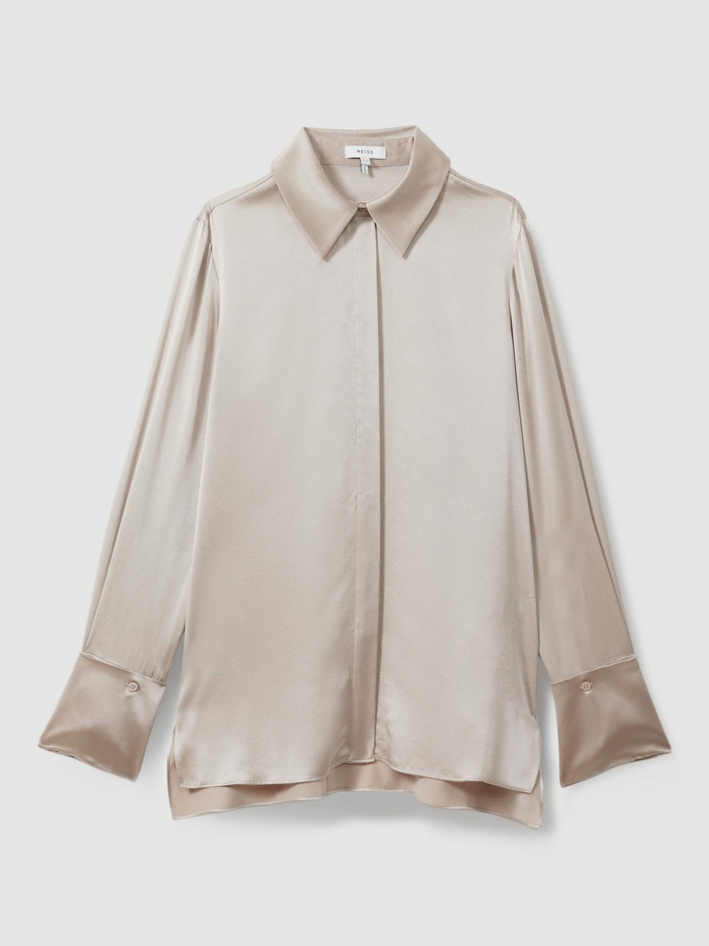 Silk Double-Cuff Button-Through Shirt Champagne | Women