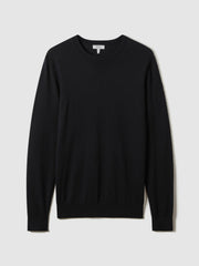 Merino Wool Crew Neck Jumper Navy | Men