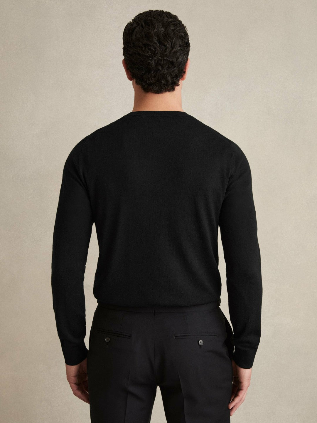 Merino Wool Crew Neck Jumper Black | Men