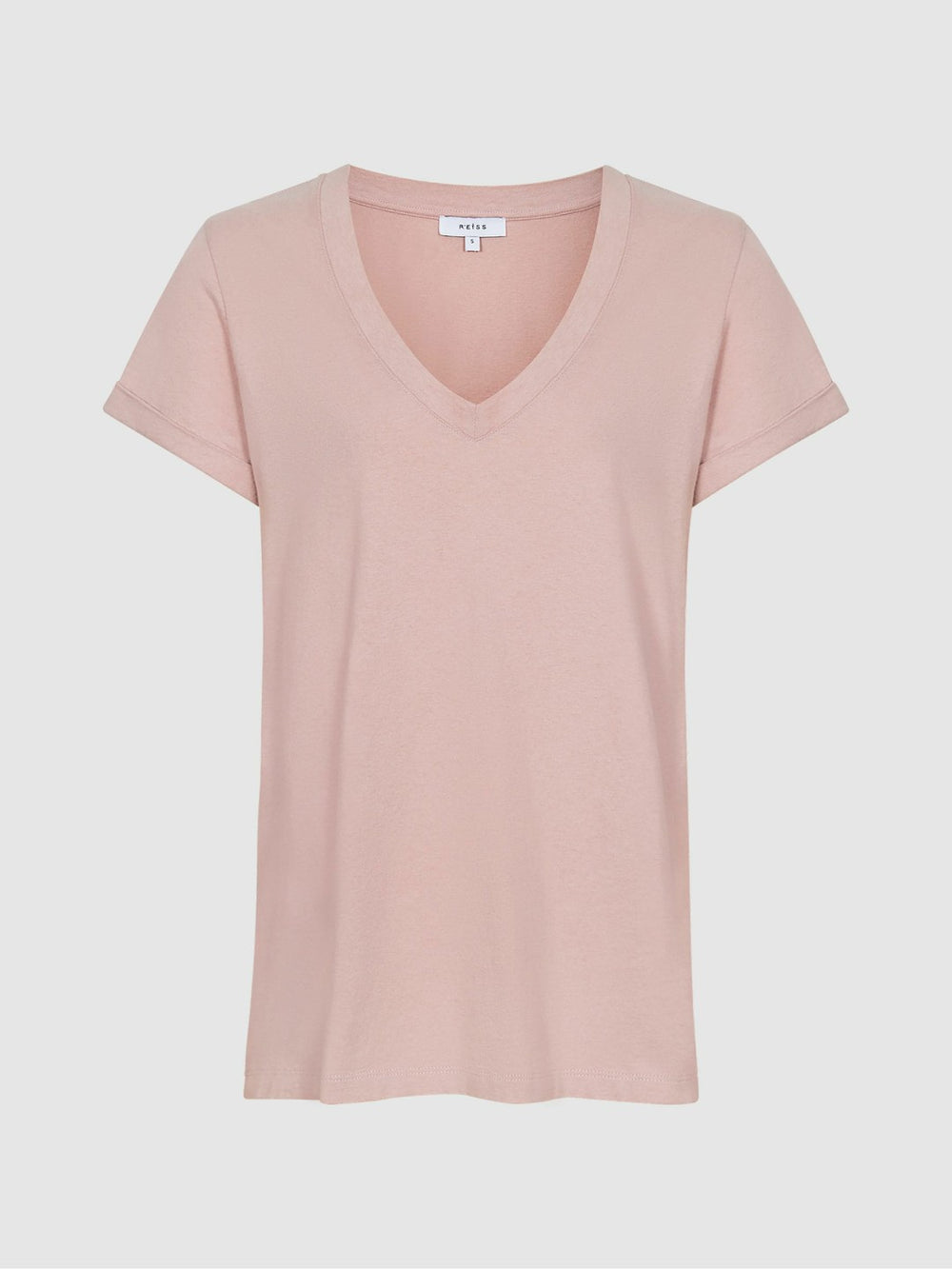 Cotton-Jersey V-Neck T-Shirt Light Pink | Women