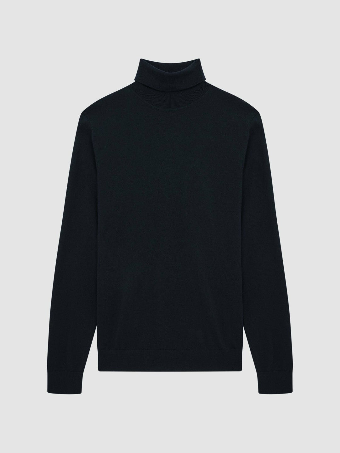 Slim Fit Merino Wool Roll Neck Jumper Navy | Men