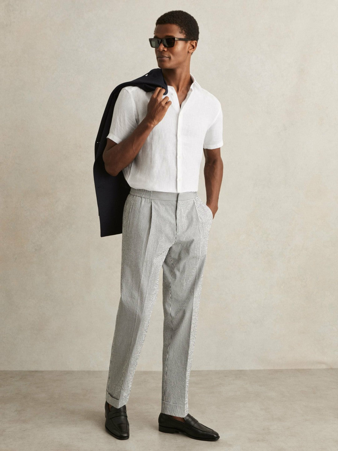 Slim Fit Linen Button-Through Shirt White | Men