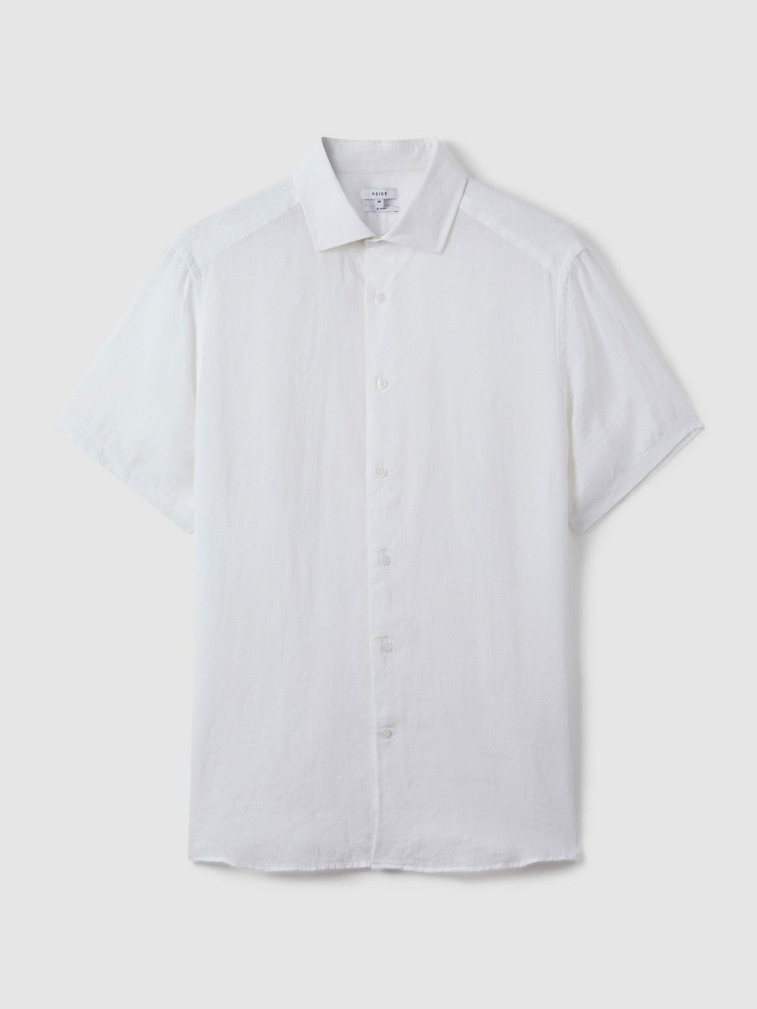 Slim Fit Linen Button-Through Shirt White | Men