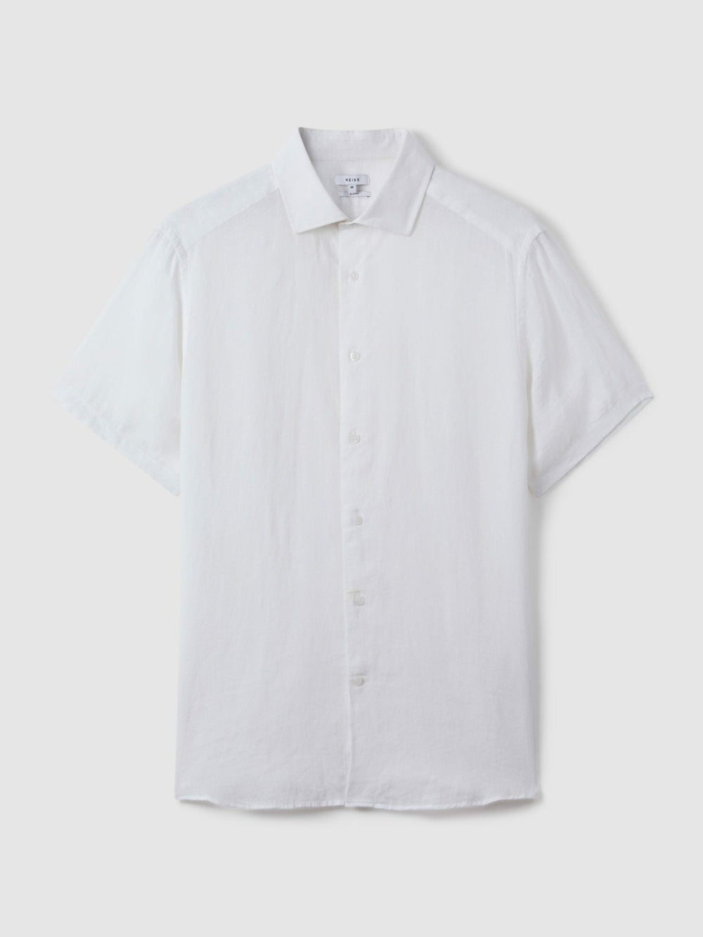 Slim Fit Linen Button-Through Shirt White | Men