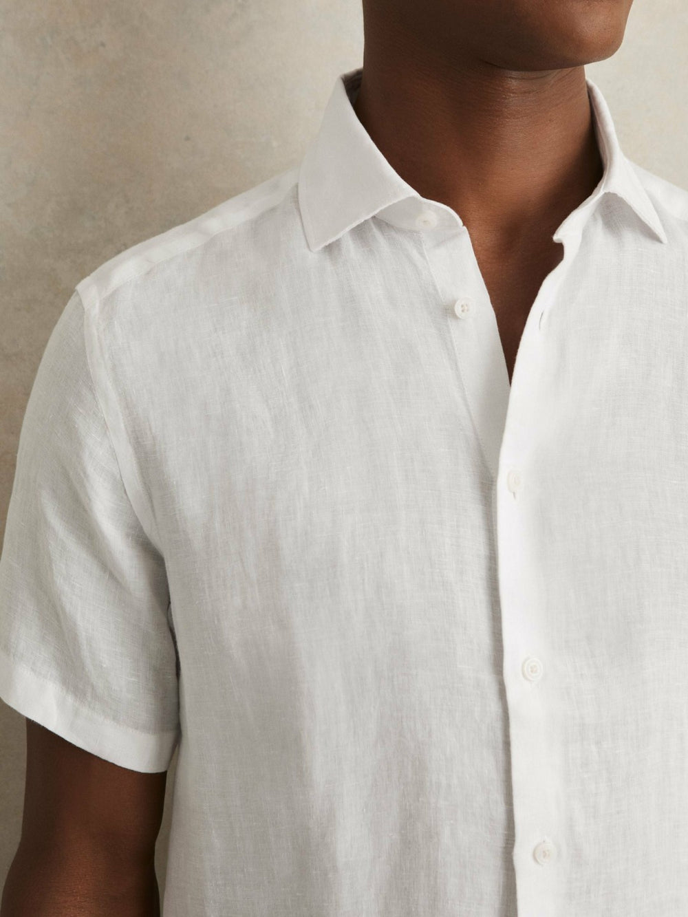 Slim Fit Linen Button-Through Shirt White | Men