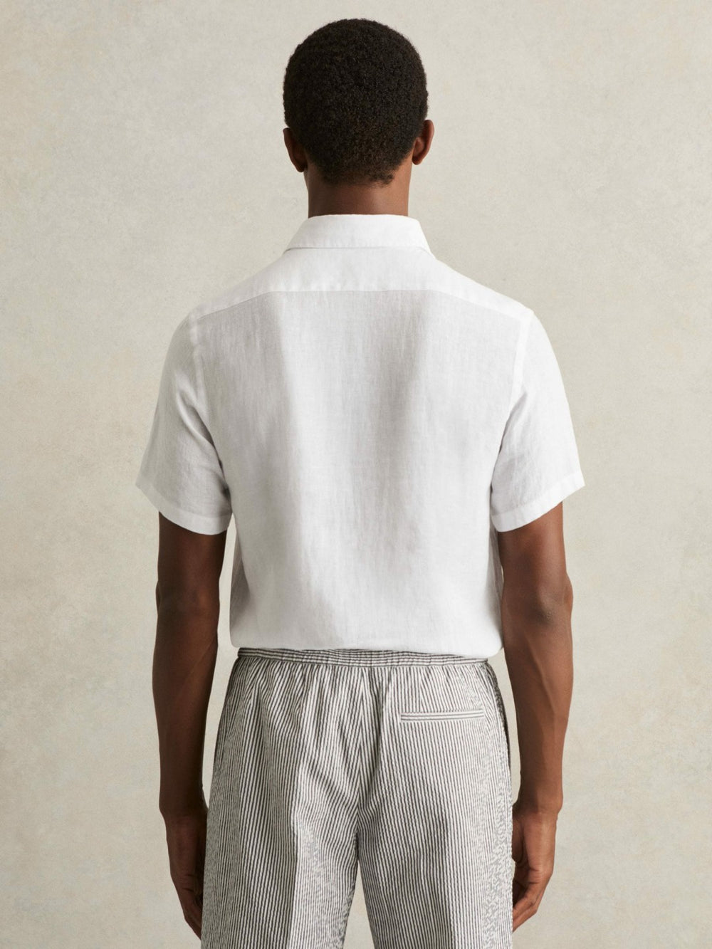 Slim Fit Linen Button-Through Shirt White | Men