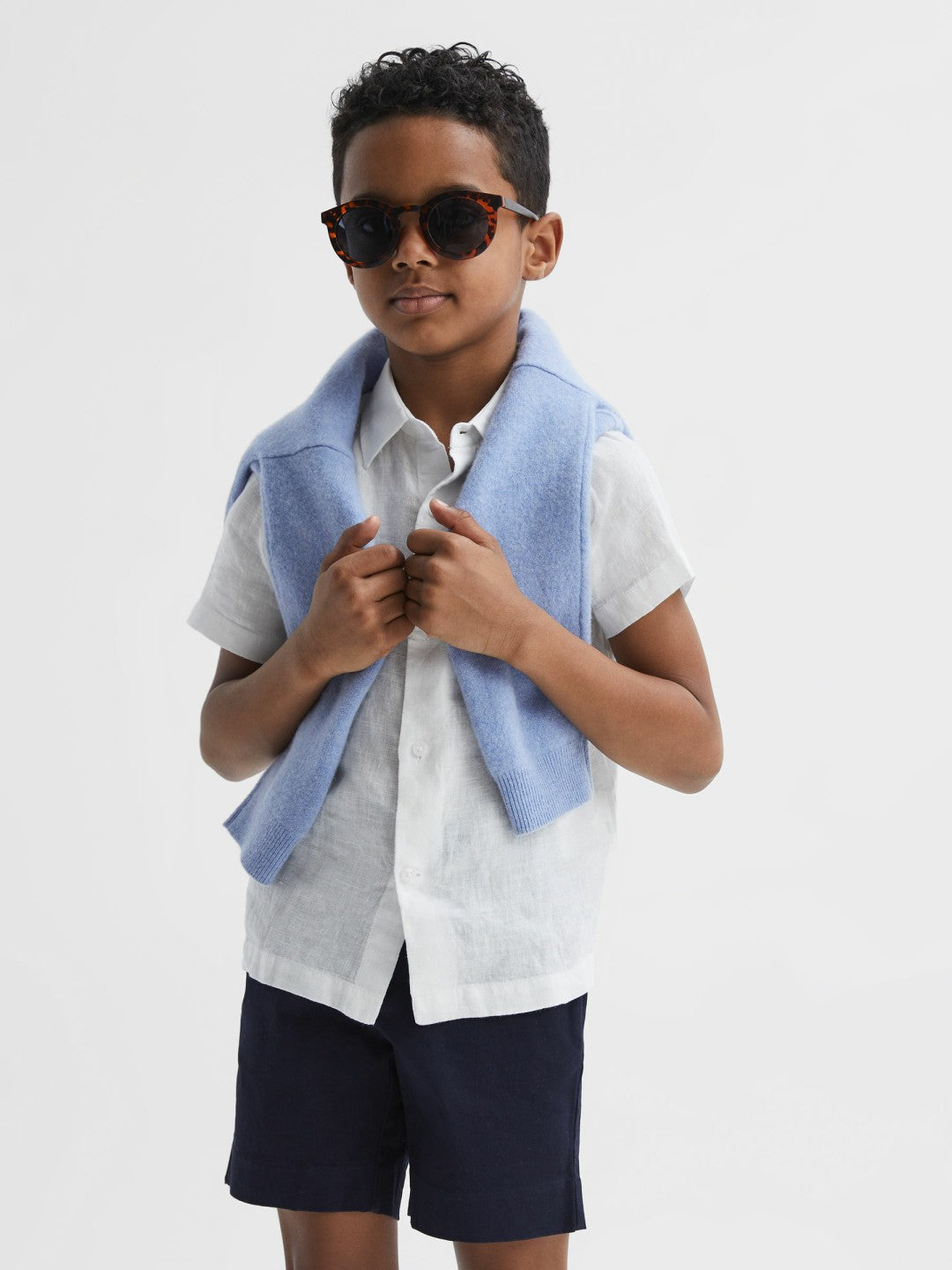 3-9 yrs Short Sleeve Linen Shirt White | Children & Baby