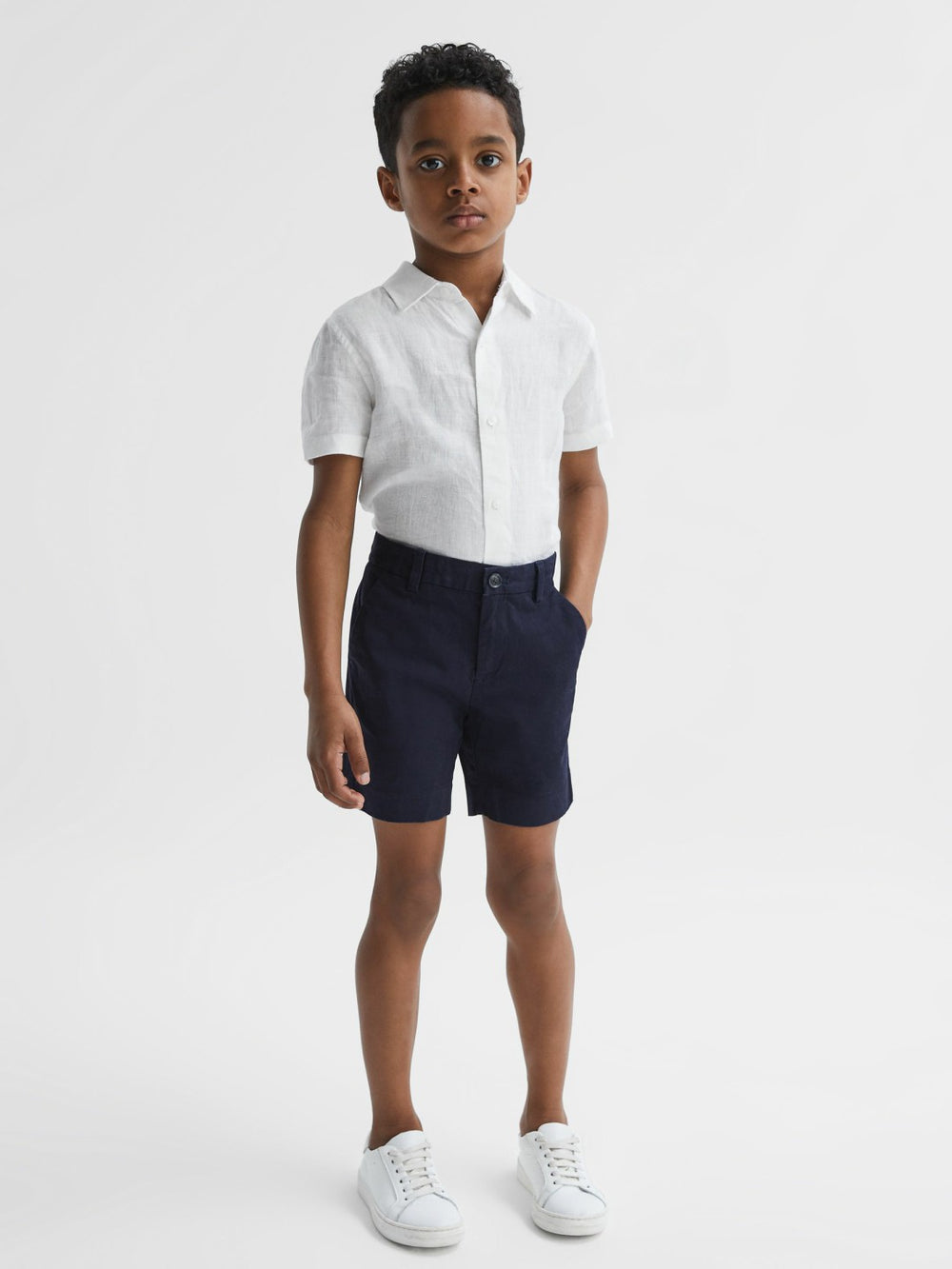 3-9 yrs Short Sleeve Linen Shirt White | Children & Baby
