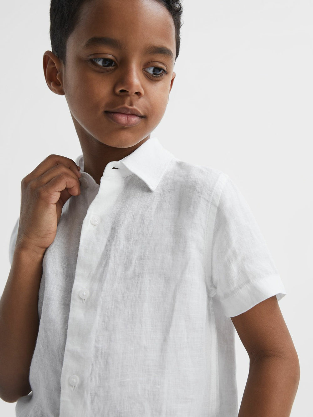 3-9 yrs Short Sleeve Linen Shirt White | Children & Baby