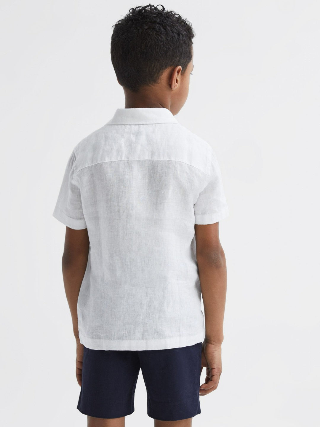 3-9 yrs Short Sleeve Linen Shirt White | Children & Baby