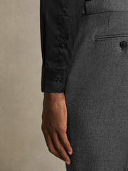 Slim Fit Cotton-Twill Two-Fold Shirt Slim-Fit Black | Men