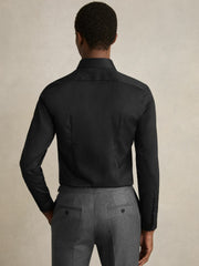 Slim Fit Cotton-Twill Two-Fold Shirt Slim-Fit Black | Men