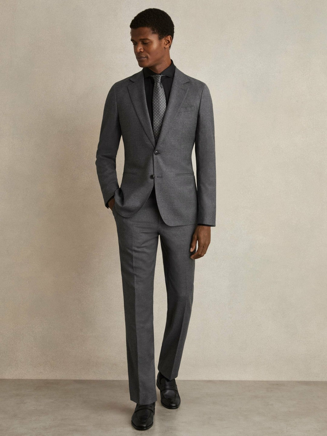 Slim Fit Cotton-Twill Two-Fold Shirt Slim-Fit Black | Men