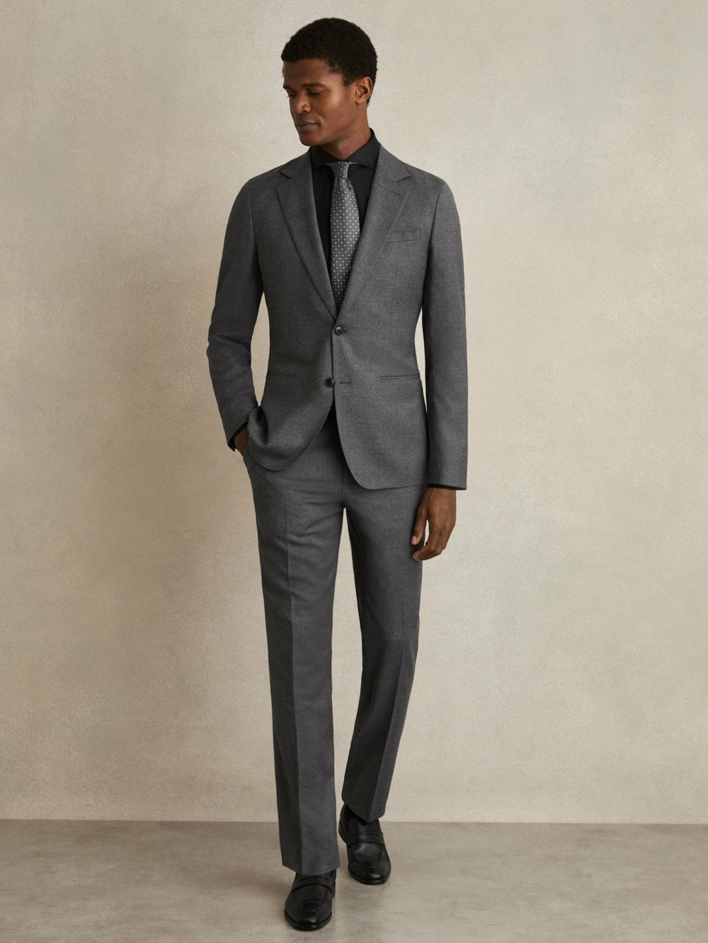 Slim Fit Cotton-Twill Two-Fold Shirt Slim-Fit Black | Men