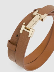 Leather Square Hinge Belt Tan | Women