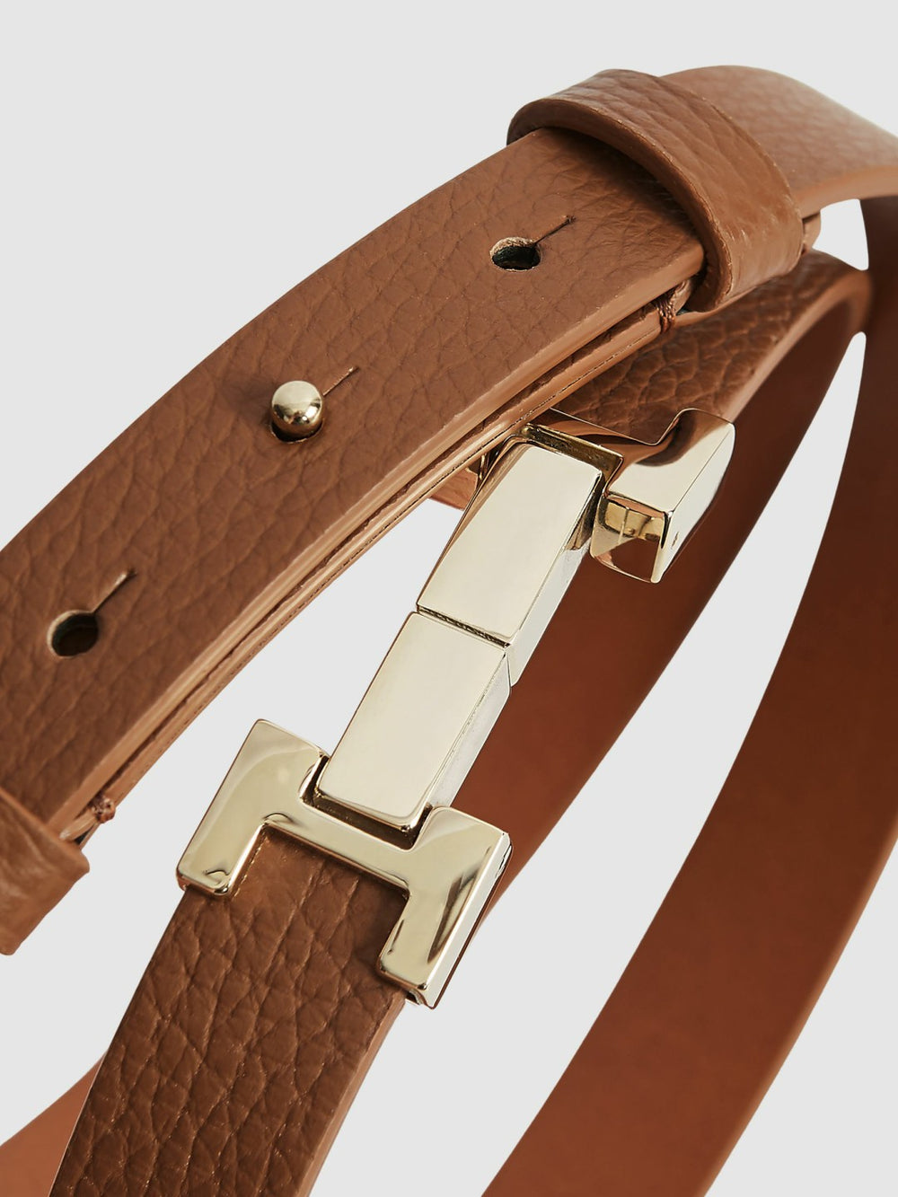 Leather Square Hinge Belt Tan | Women