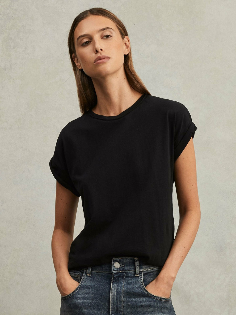 Cotton-Jersey Crew Neck T-Shirt Black | Women