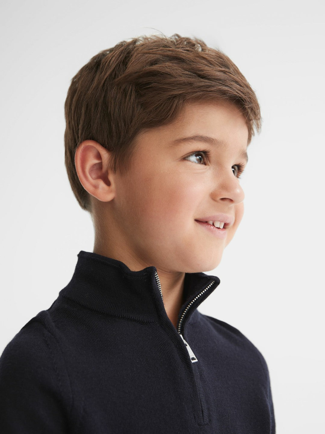 9-14 yrs Merino Wool Zip-Neck Jumper Navy | Children & Baby