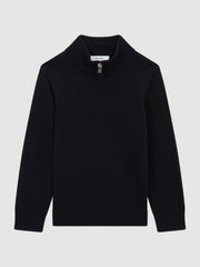 9-14 yrs Merino Wool Zip-Neck Jumper Navy | Children & Baby