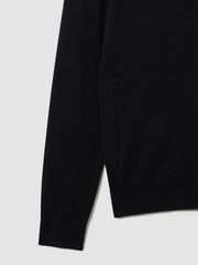 Merino Wool Zip-Through Cardigan Black | Men