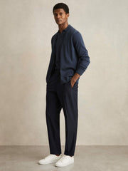 Relaxed-Fit Pleated Tapered Trousers Navy | Men