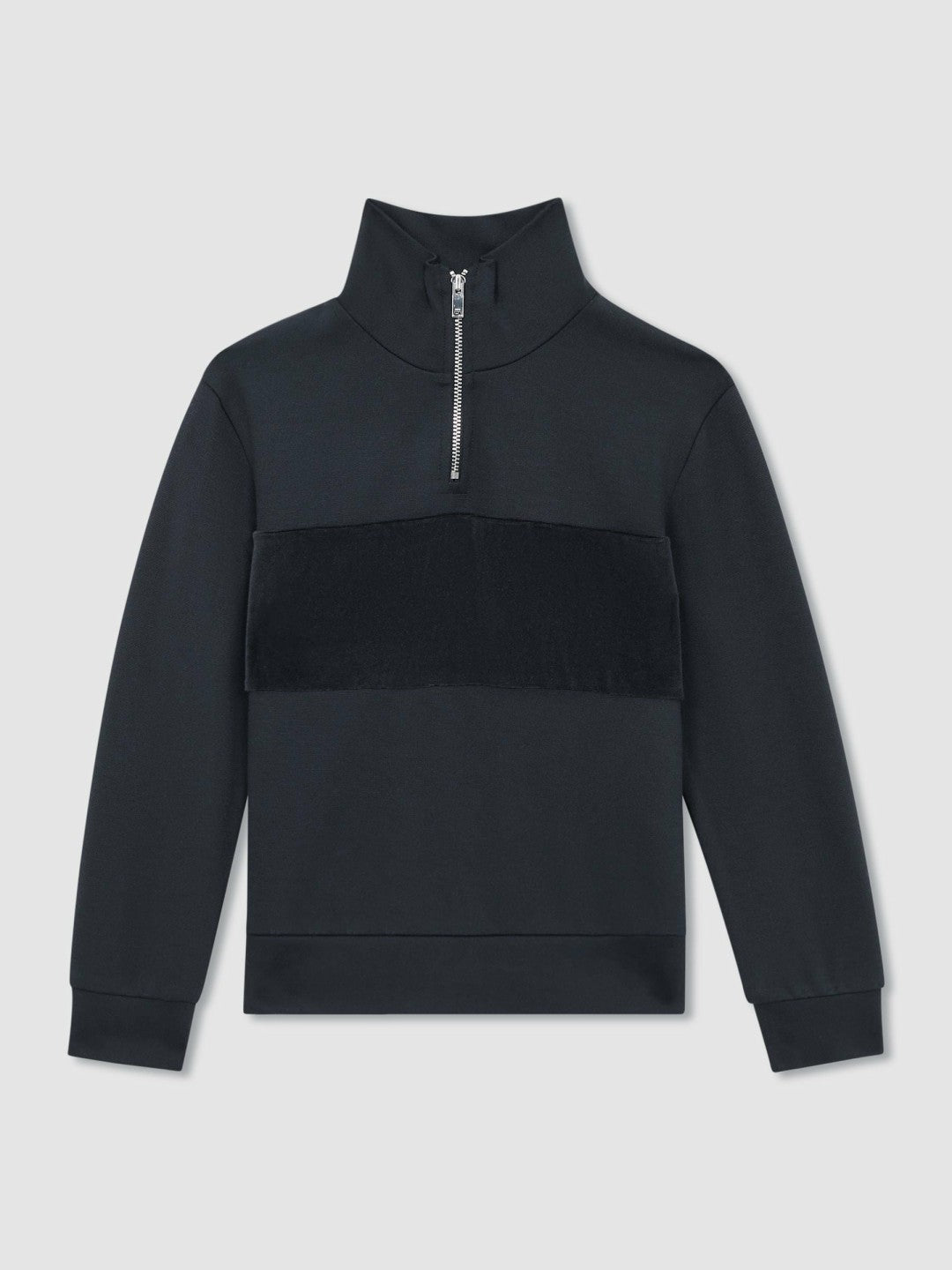 3-9 yrs Slim Fit Half-Zip Funnel Neck Velour Sweatshirt Navy | Children & Baby
