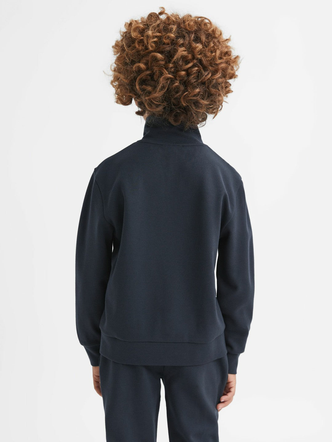 3-9 yrs Slim Fit Half-Zip Funnel Neck Velour Sweatshirt Navy | Children & Baby