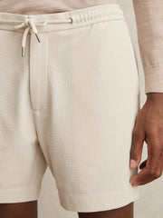 Textured Drawstring Shorts Stone | Men