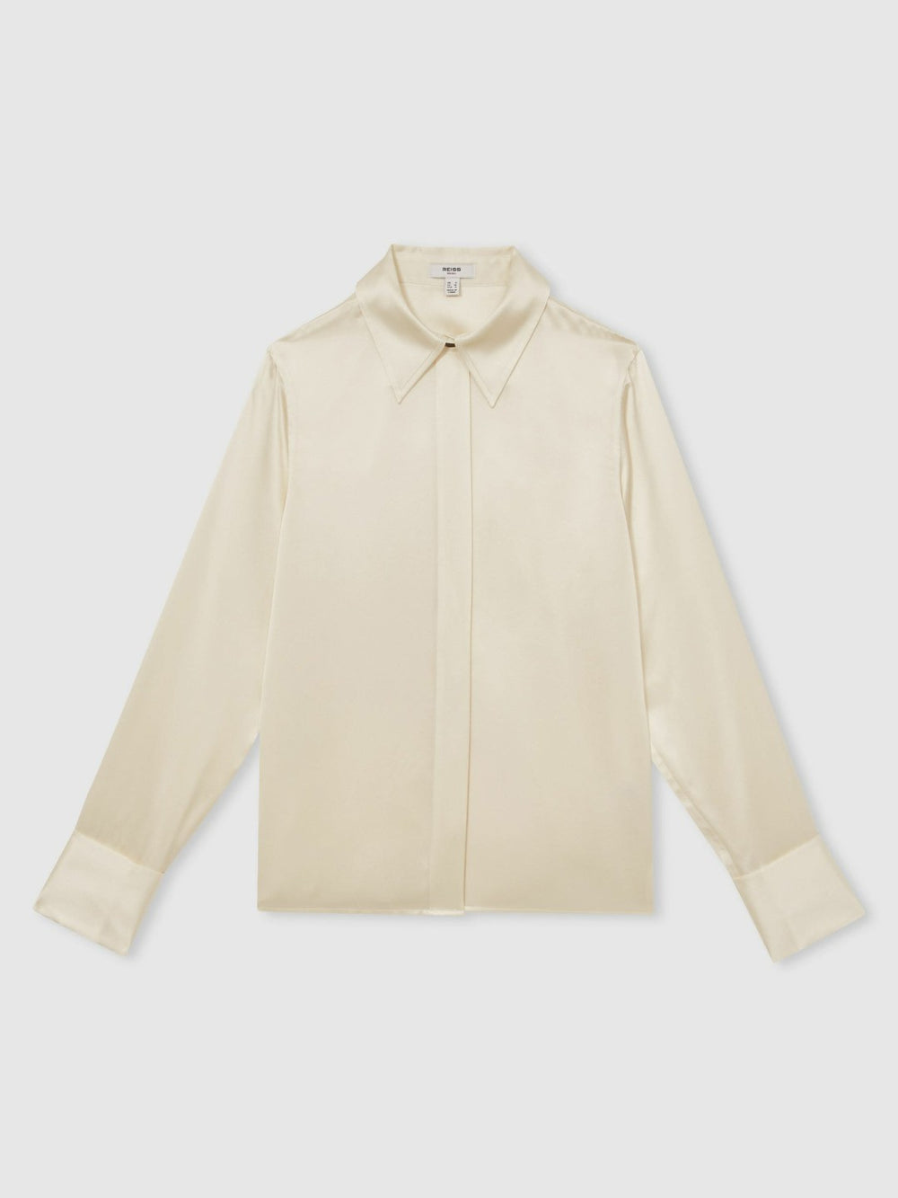 Silk-Satin Concealed-Placket Shirt Ivory | Women