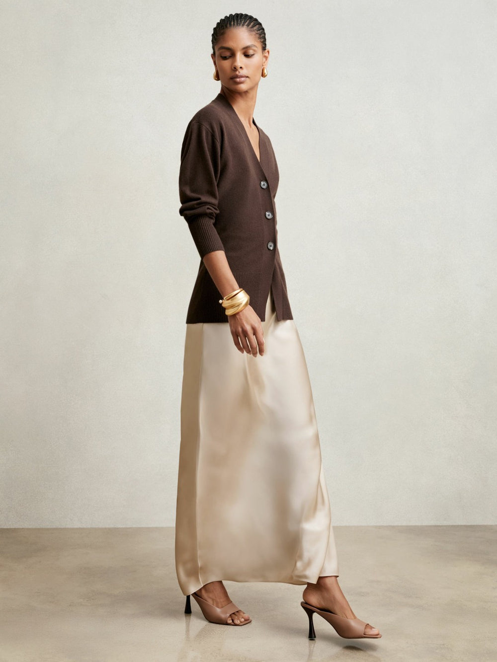 Silk Slip Maxi Skirt Champagne Neutral | Women