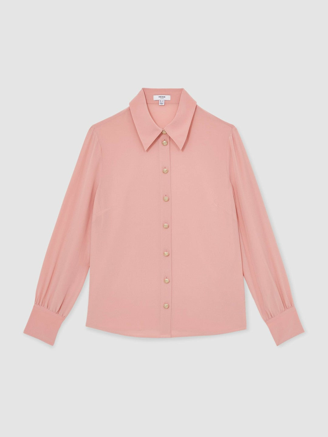 Silk Embossed-Button Shirt Pink | Women