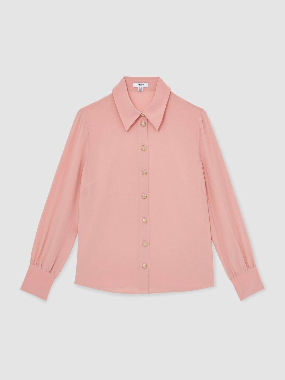 Silk Embossed-Button Shirt Pink | Women