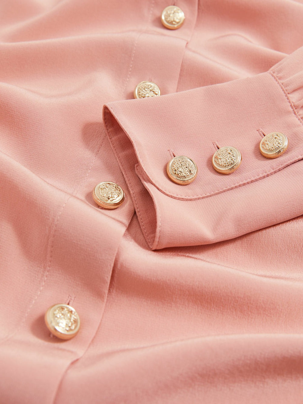 Silk Embossed-Button Shirt Pink | Women