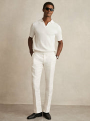 Micro-Cable Open-Collar Cotton-Blend Shirt White | Men