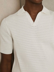 Micro-Cable Open-Collar Cotton-Blend Shirt White | Men