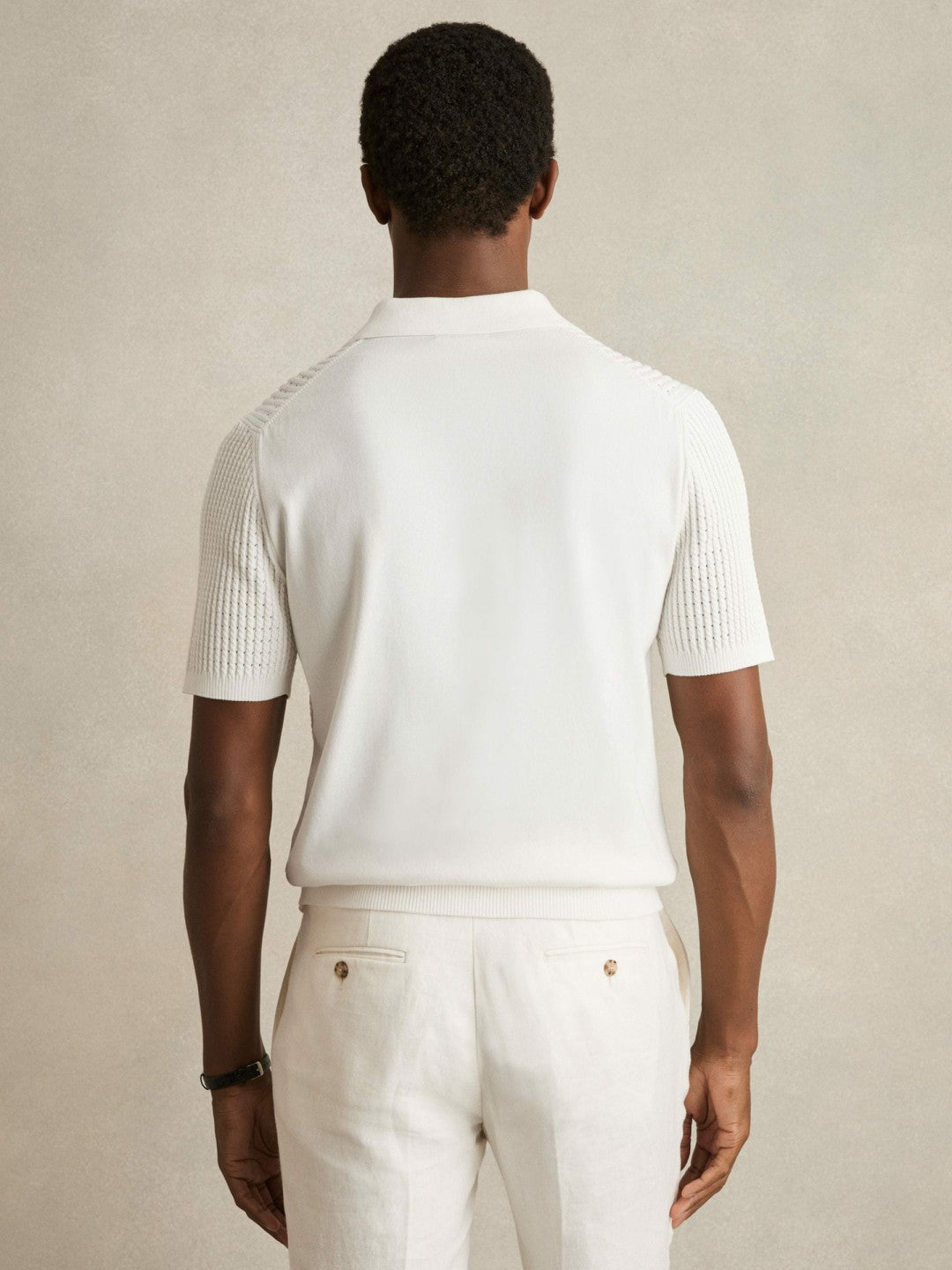 Micro-Cable Open-Collar Cotton-Blend Shirt White | Men