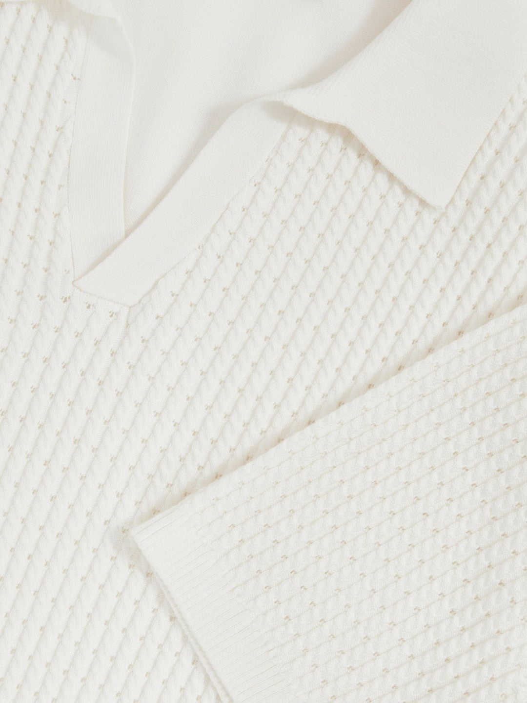 Micro-Cable Open-Collar Cotton-Blend Shirt White | Men