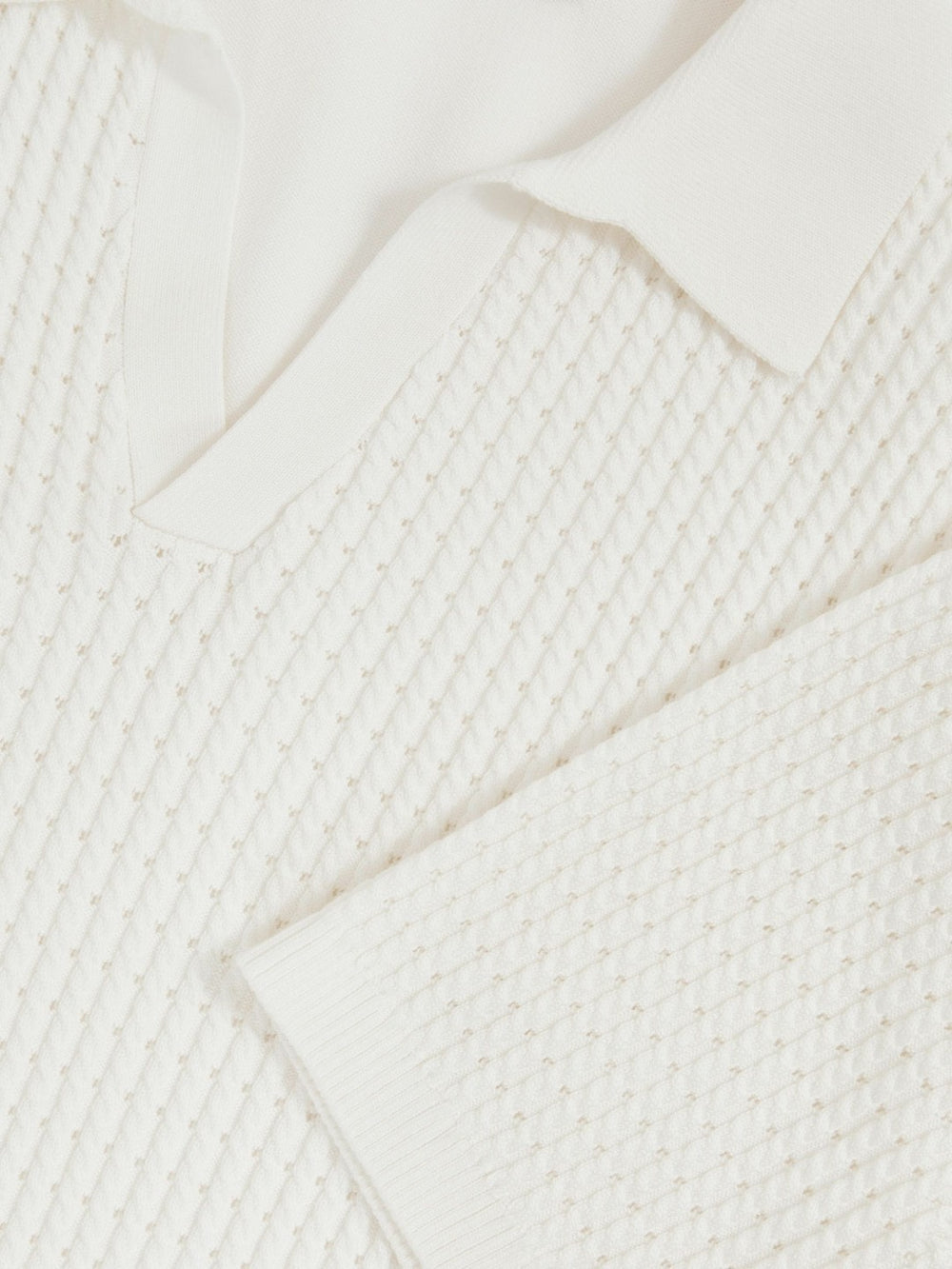 Micro-Cable Open-Collar Cotton-Blend Shirt White | Men