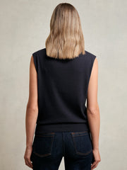 Wool Slouched Sleeveless Top Navy | Women