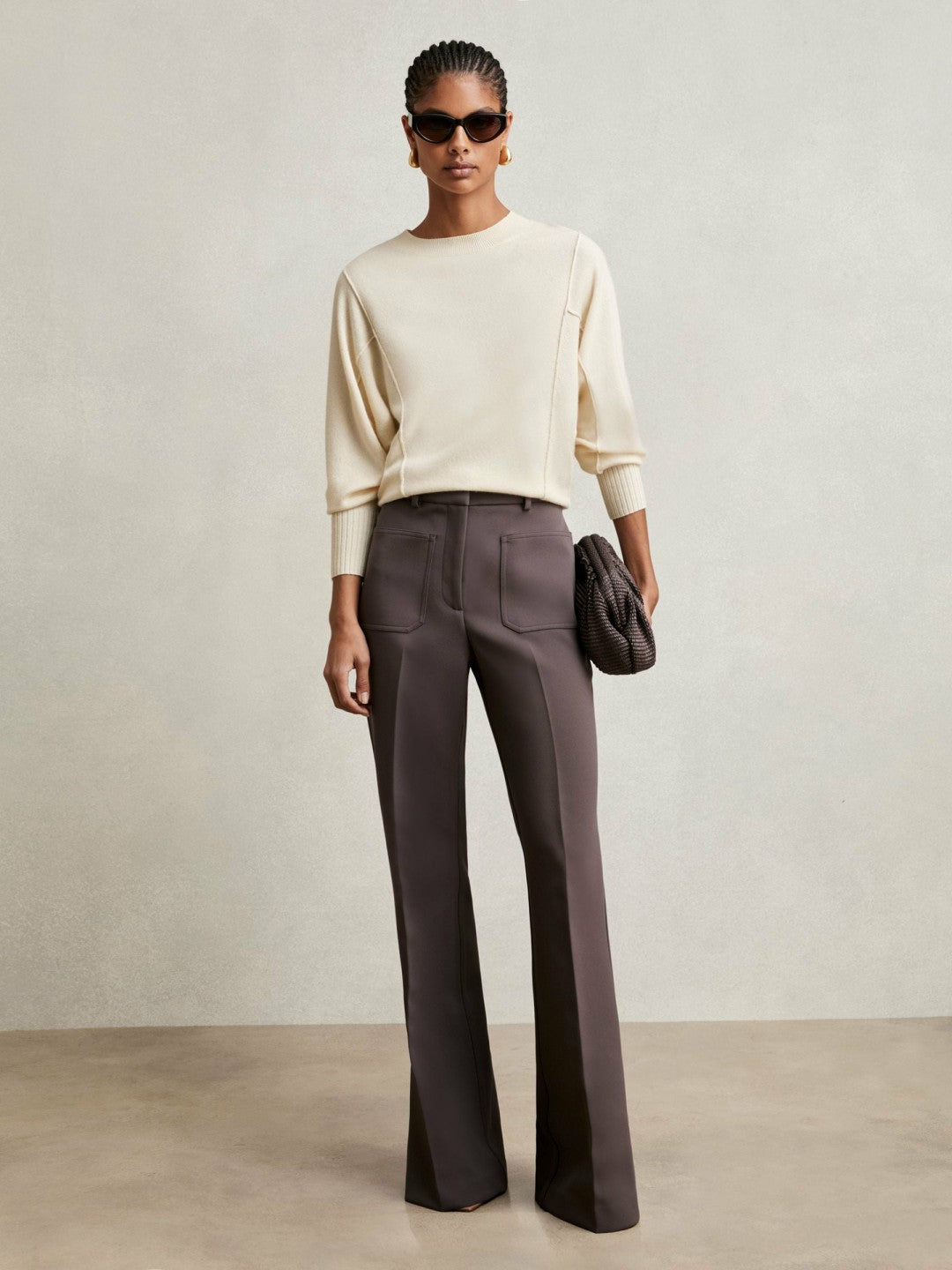 Wool-Blend Reverse-Seam Batwing Jumper With Cashmere Cream | Women