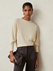 Wool-Blend Reverse-Seam Batwing Jumper With Cashmere Cream | Women