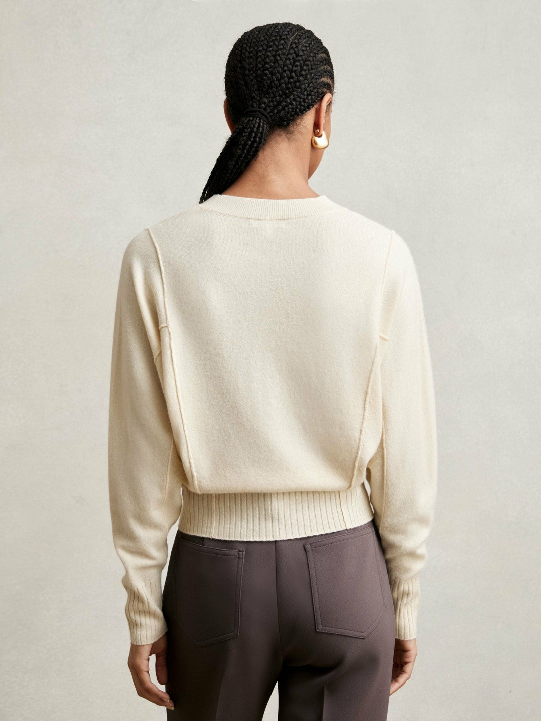 Wool-Blend Reverse-Seam Batwing Jumper With Cashmere Cream | Women