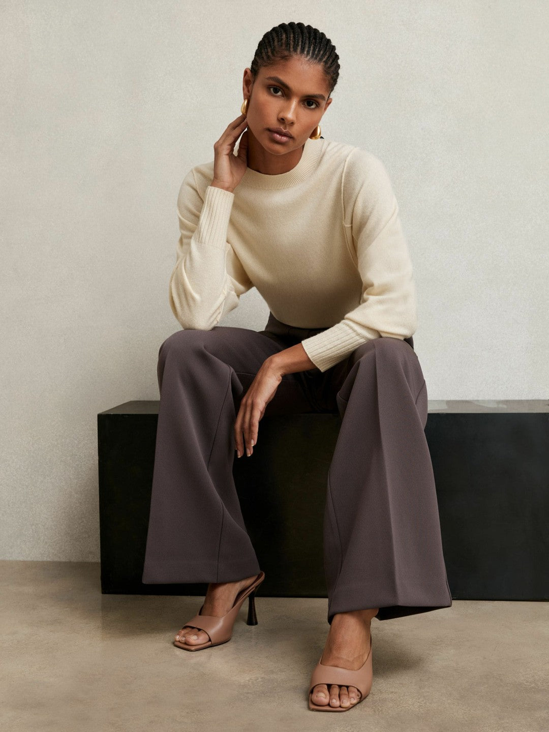 Wool-Blend Reverse-Seam Batwing Jumper With Cashmere Cream | Women