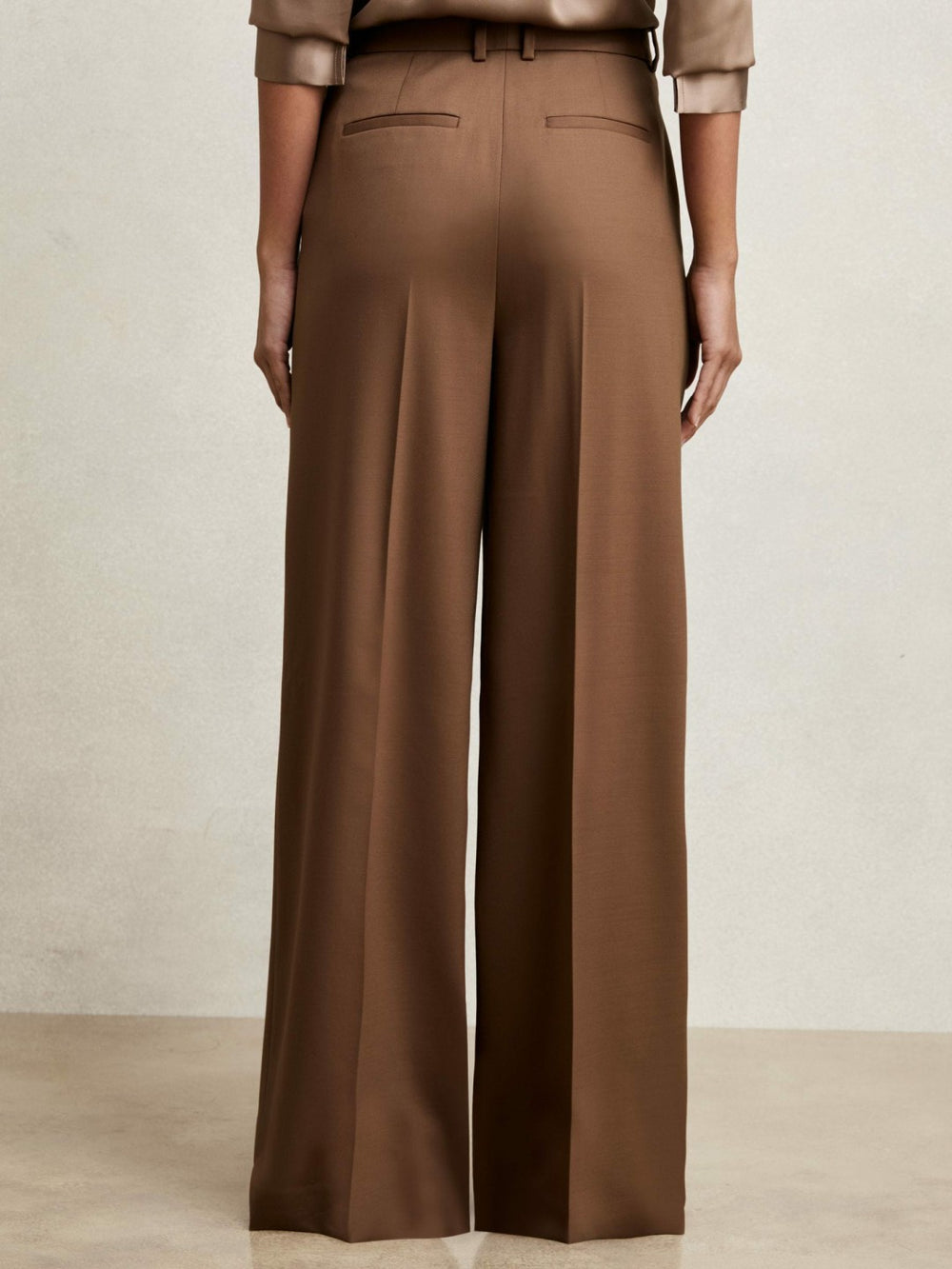 Petite Wool-Blend Wide-Leg Suit Trousers Tan | Women