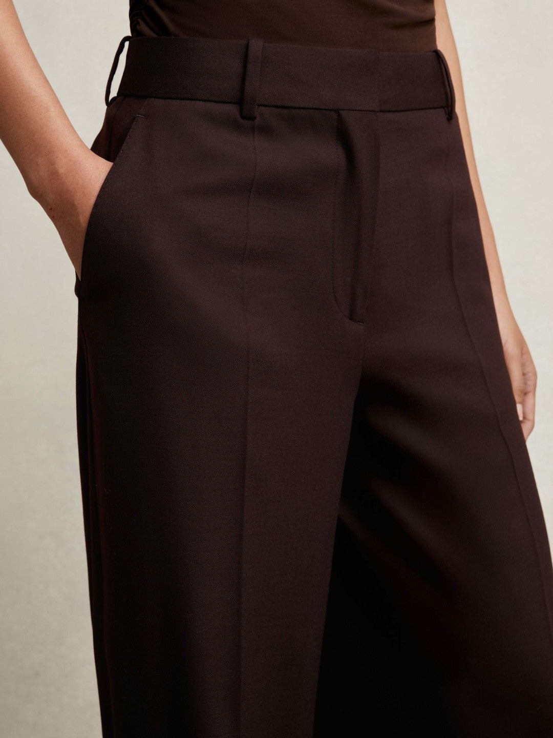 Wool-Blend Wide-Leg Suit Trousers Aubergine | Women