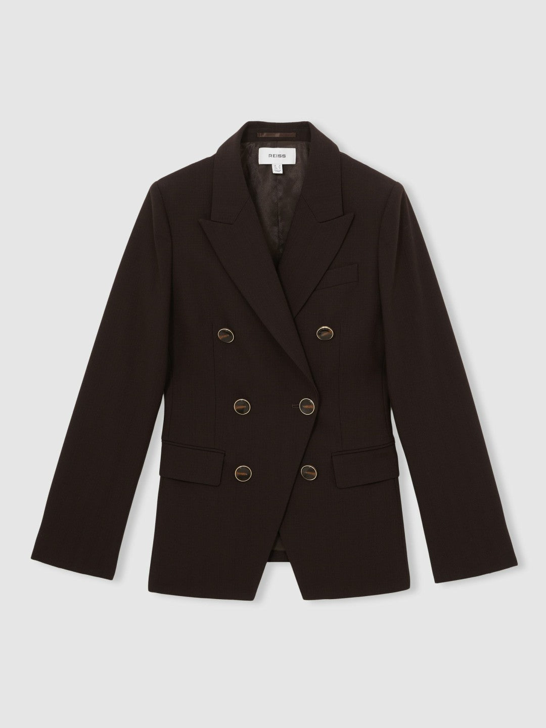 Petite Wool-Blend Double-Breasted Blazer Chocolate Brown | Women