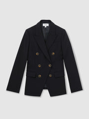 Wool-Blend Double-Breasted Blazer Navy | Women