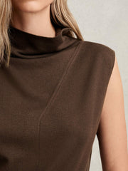 Wool Slouched Sleeveless Top Chocolate | Women