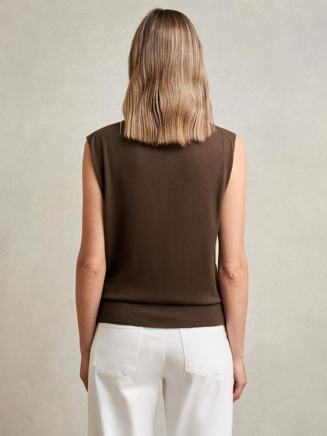 Wool Slouched Sleeveless Top Chocolate | Women